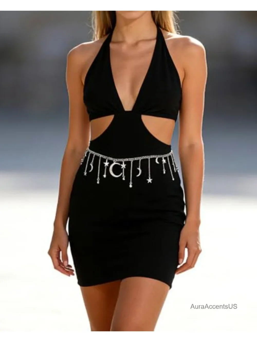 Moon Chain Belt with Star Tassel, Bohemian Waist Chain, Lobster Clasp